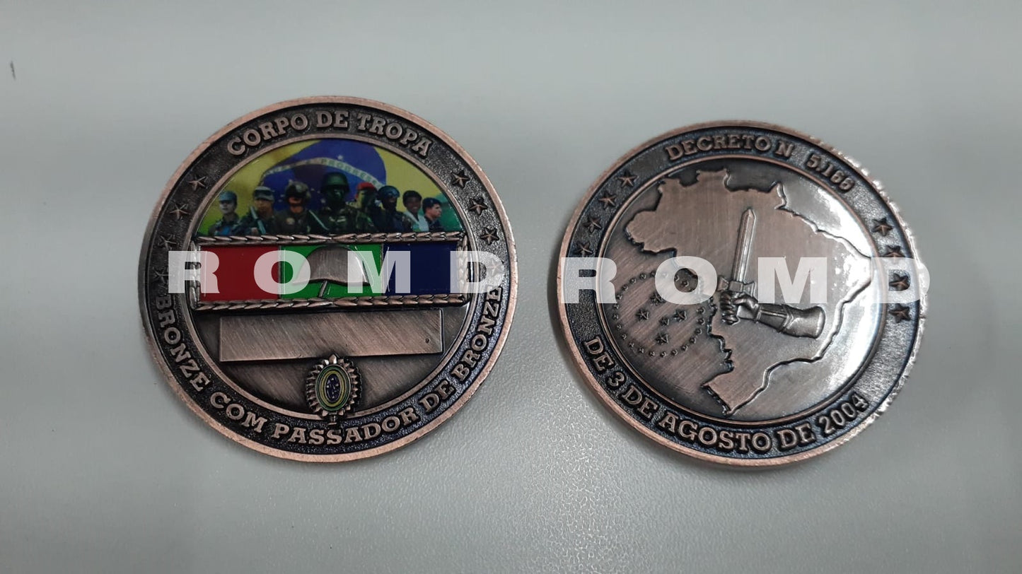 MOEDA ( COIN ) EM 3D ALTO-RELEVO: CORPO DE TROPA BRONZE