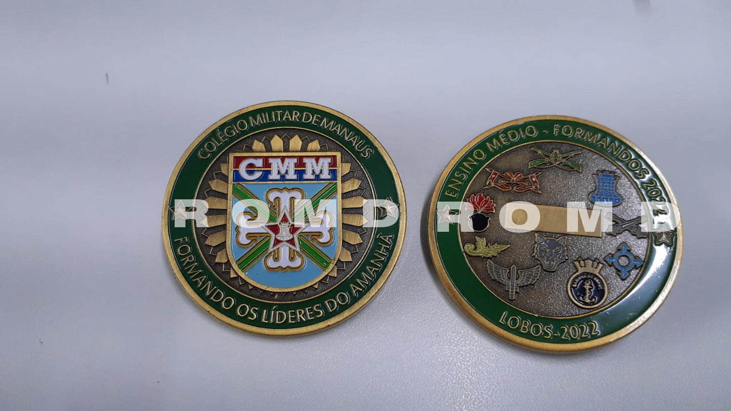 MOEDA ( COIN ) EM 3D ALTO-RELEVO: COLÉGIO MILITAR DE MANAUS CMM VERDE 2022