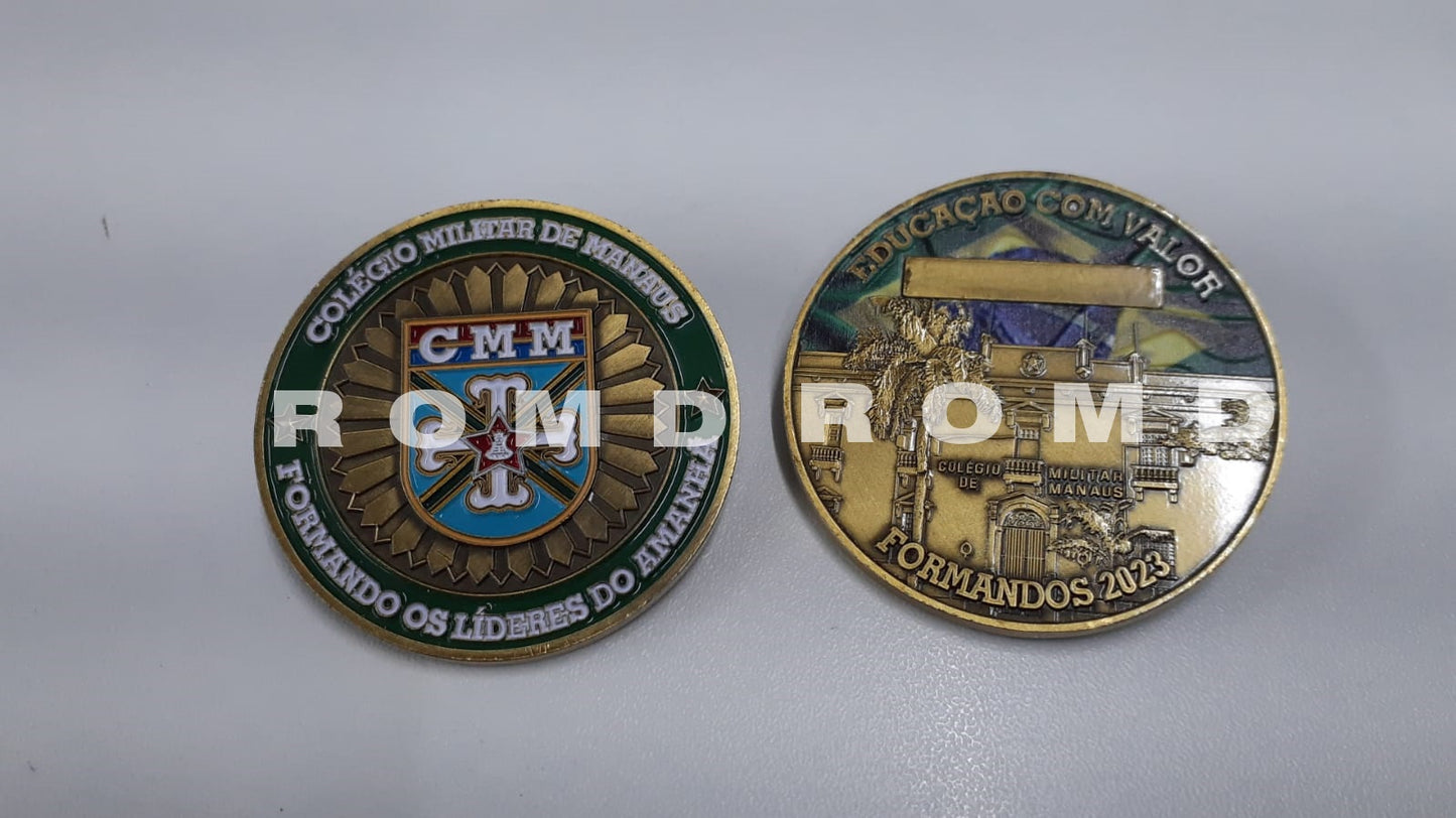MOEDA ( COIN ) EM 3D ALTO-RELEVO: COLÉGIO MILITAR DE MANAUS CMM VERDE 2023