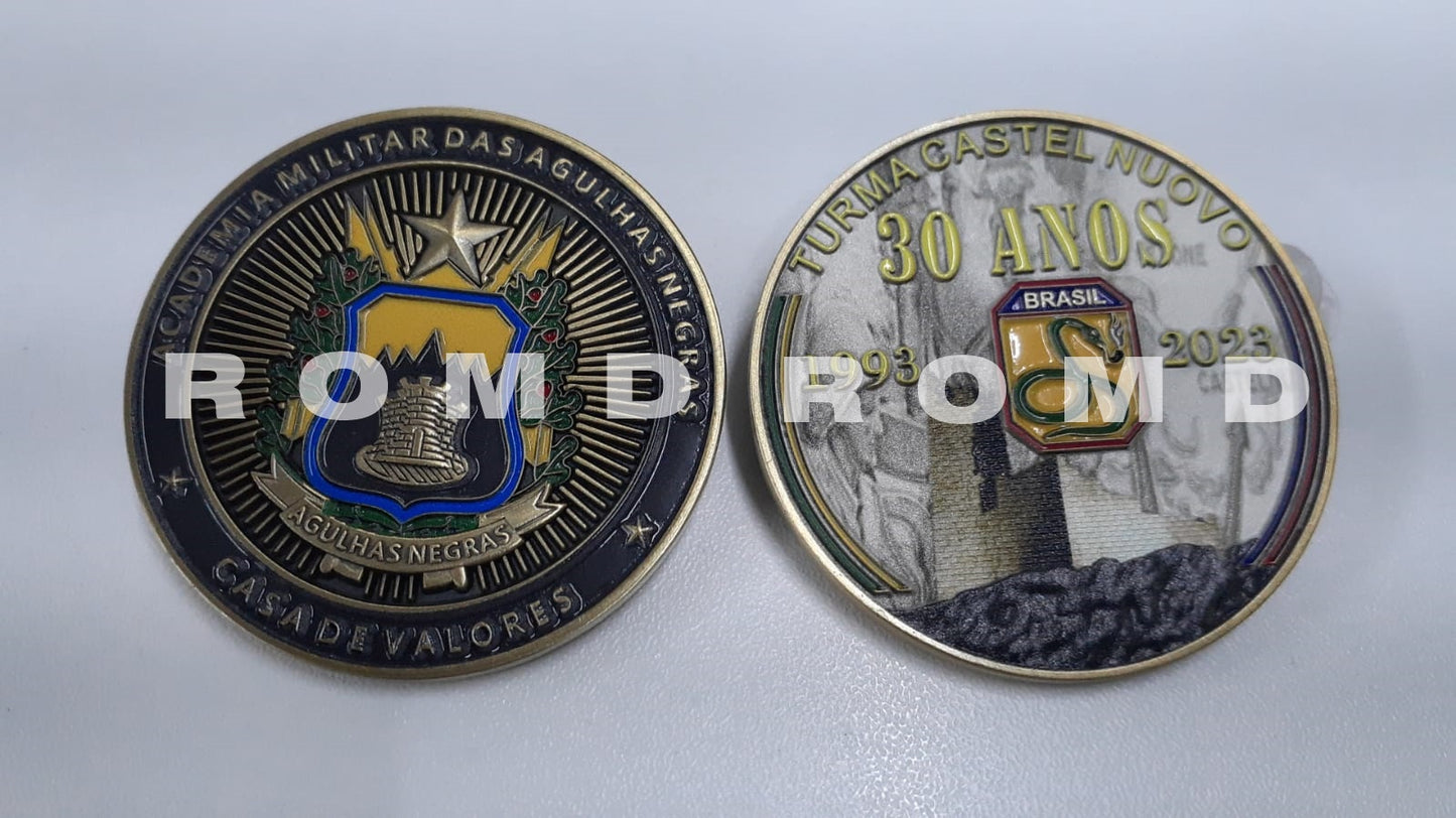 MOEDA ( COIN ) EM 3D ALTO-RELEVO: TURMA EsPCEx CASTEL NUOVO