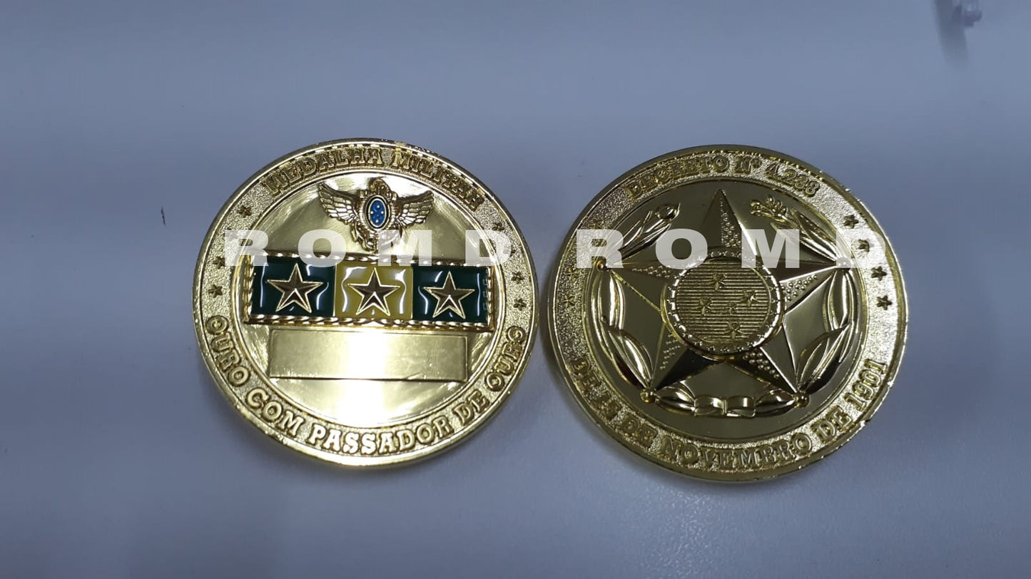 MOEDA ( COIN ) EM 3D ALTO-RELEVO: TEMPO DE SERVIÇO 30 ANOS GOLD