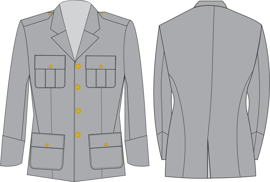 Túnica masculina cinza Exército