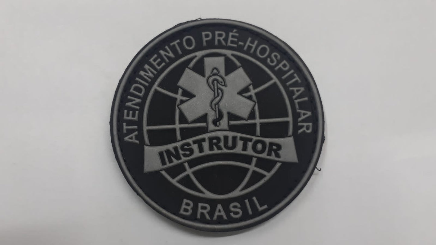 Distintivo emborrachado redondo Atendimento Pré-hospitalar Brasil INSTRUTOR