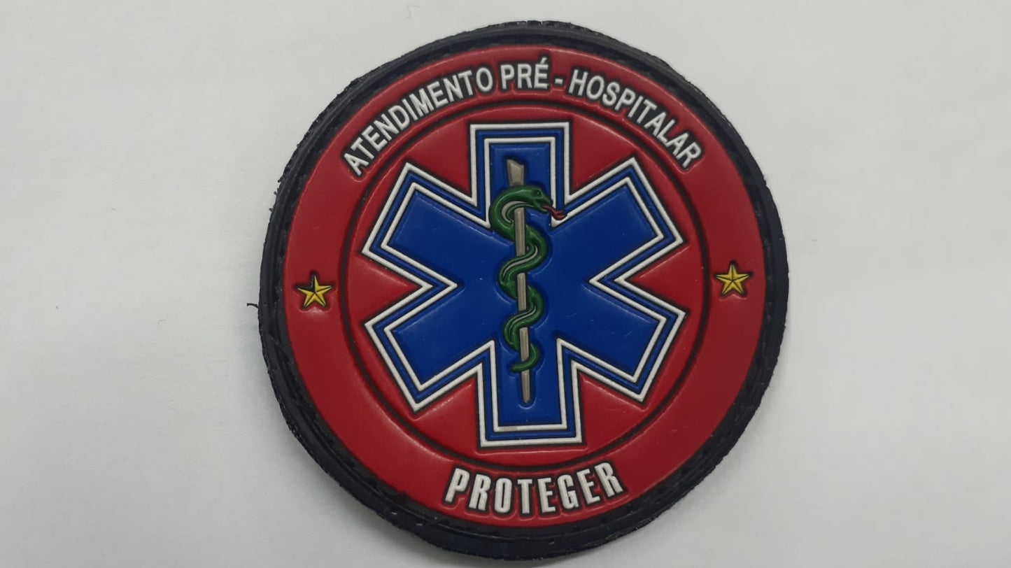 Distintivo emborrachado redondo Atendimento Pré-hospitalar PROTEGER