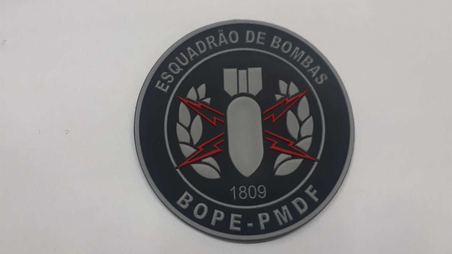 Distintivo emborrachado redondo Esquadrão de Bombas BOPE PMDF
