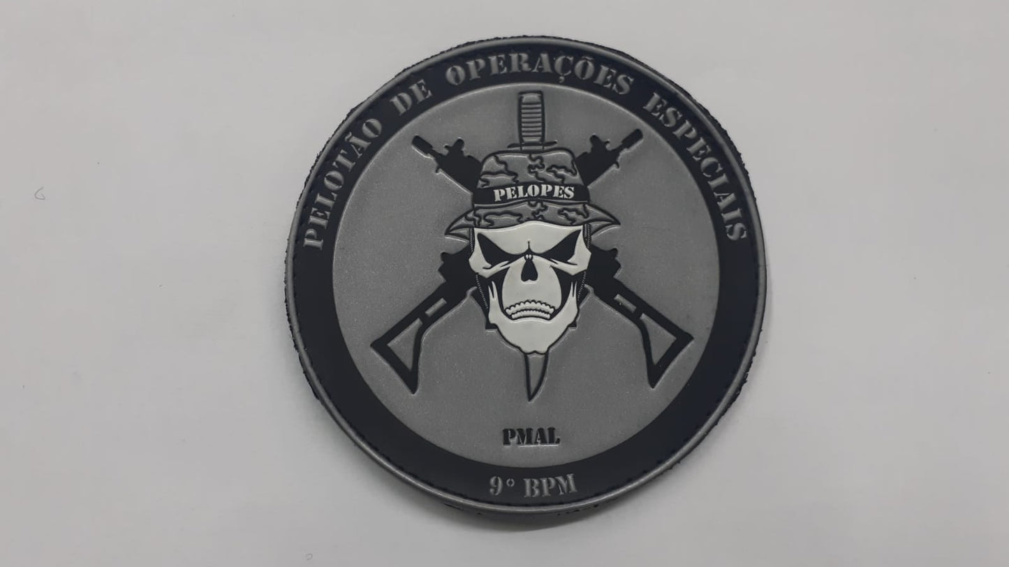 Distintivo emborrachado redondo Pelotão de Operações Especiais PMAL grande
