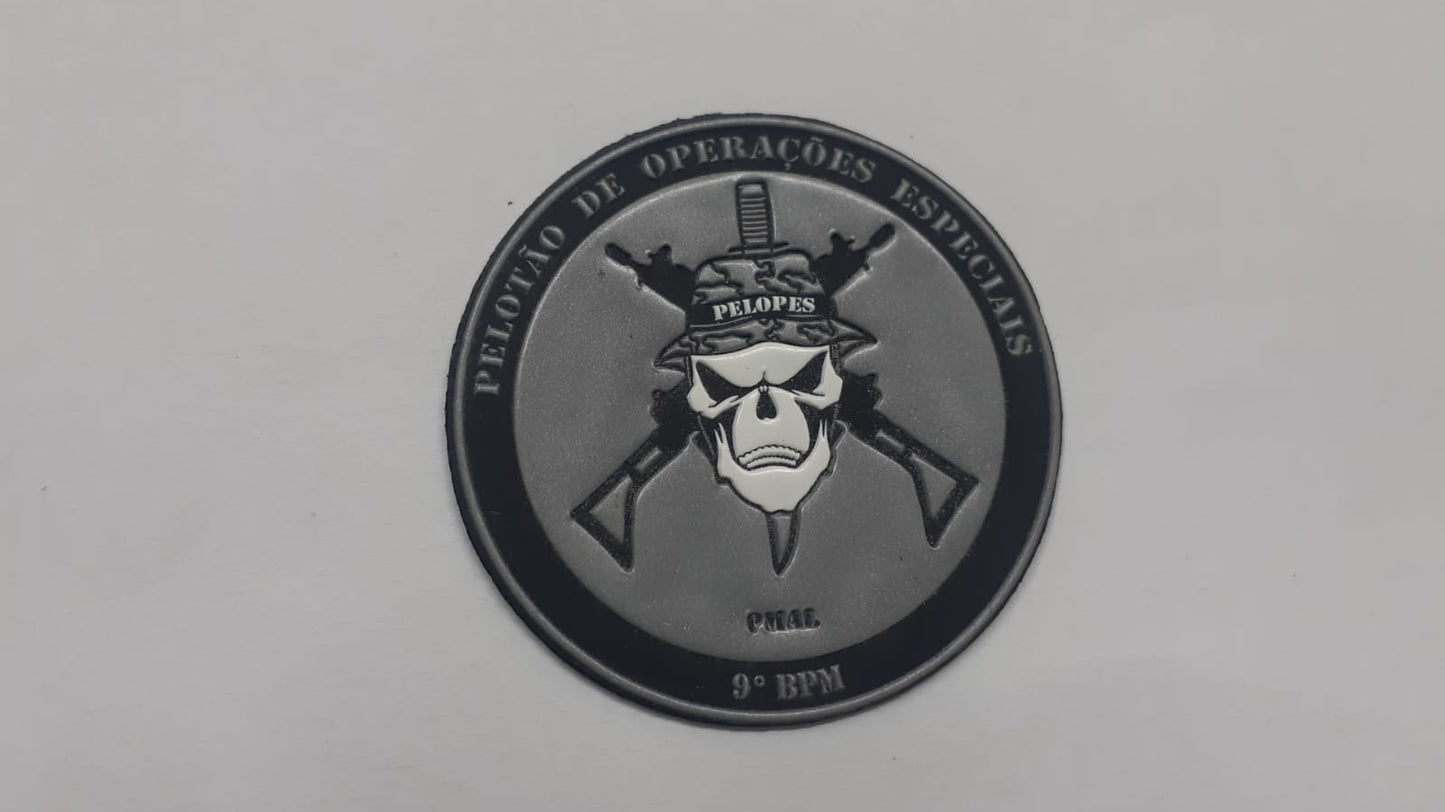 Distintivo emborrachado redondo Pelotão de Operações Especiais PMAL pequeno