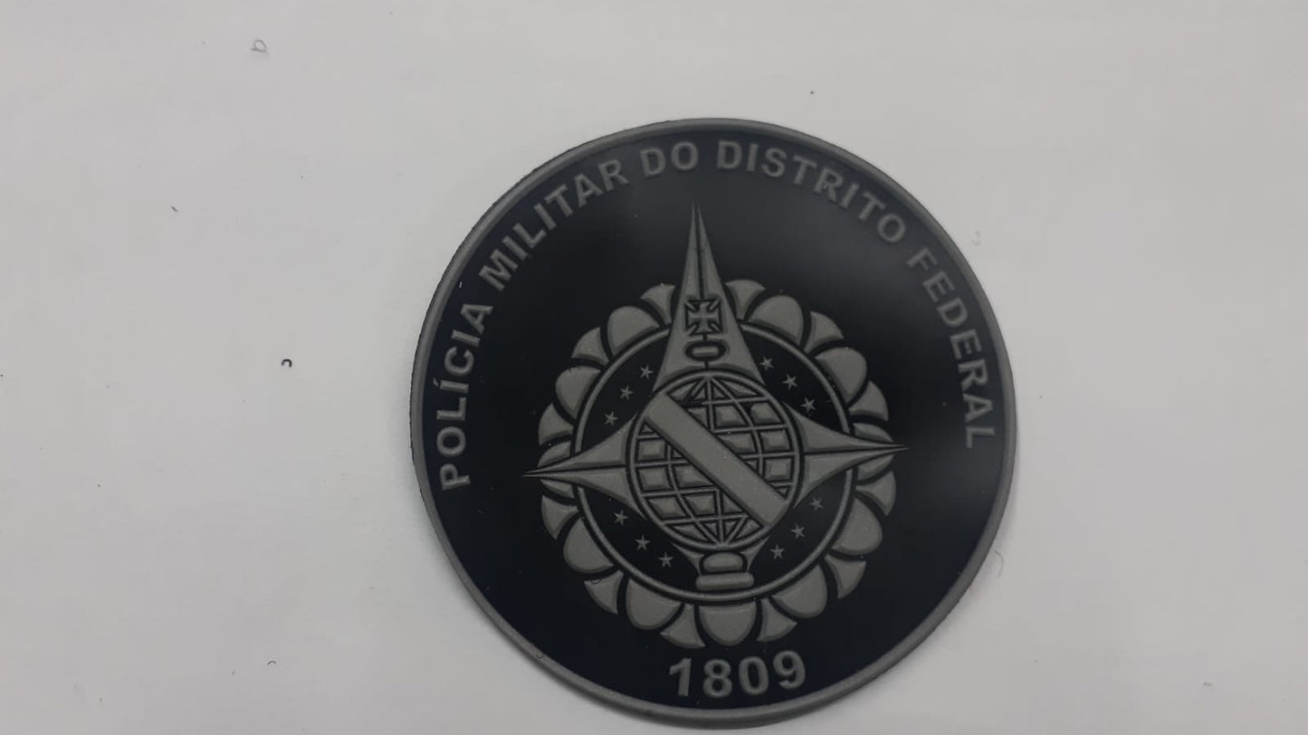 Distintivo emborrachado redondo BOLACHA PMDF colecionador 2