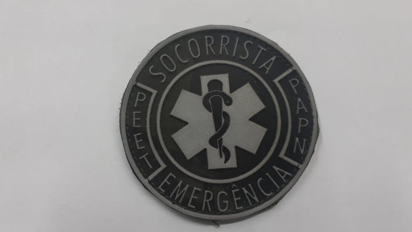 Distintivo emborrachado redondo Socorrista Emergência PEET PAPN