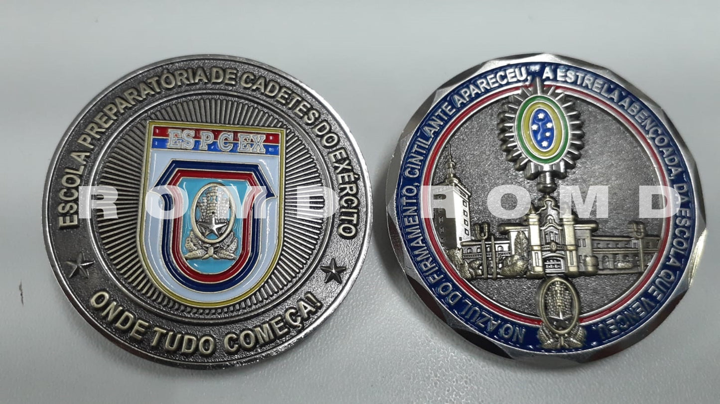 MOEDA ( COIN ) EM 3D ALTO-RELEVO: ESCOLA PREPARATORIA DE CADETES DO EXERCITO ( EsPCEx )BRONZE