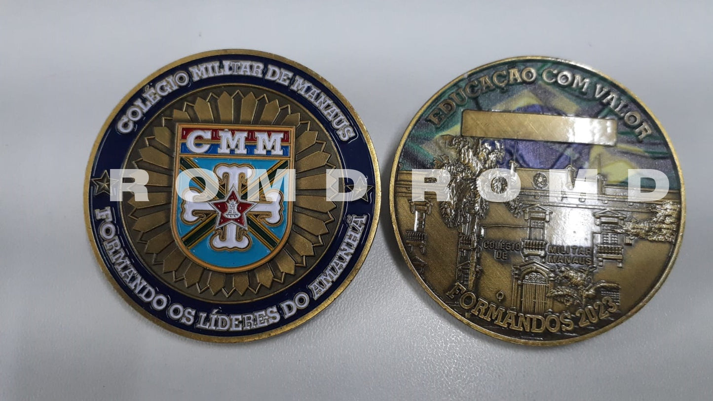MOEDA ( COIN ) EM 3D ALTO-RELEVO: FORMANDOS COLEGIO MILITAR DE MANAUS ( CMM ) ARO AZUL 2023