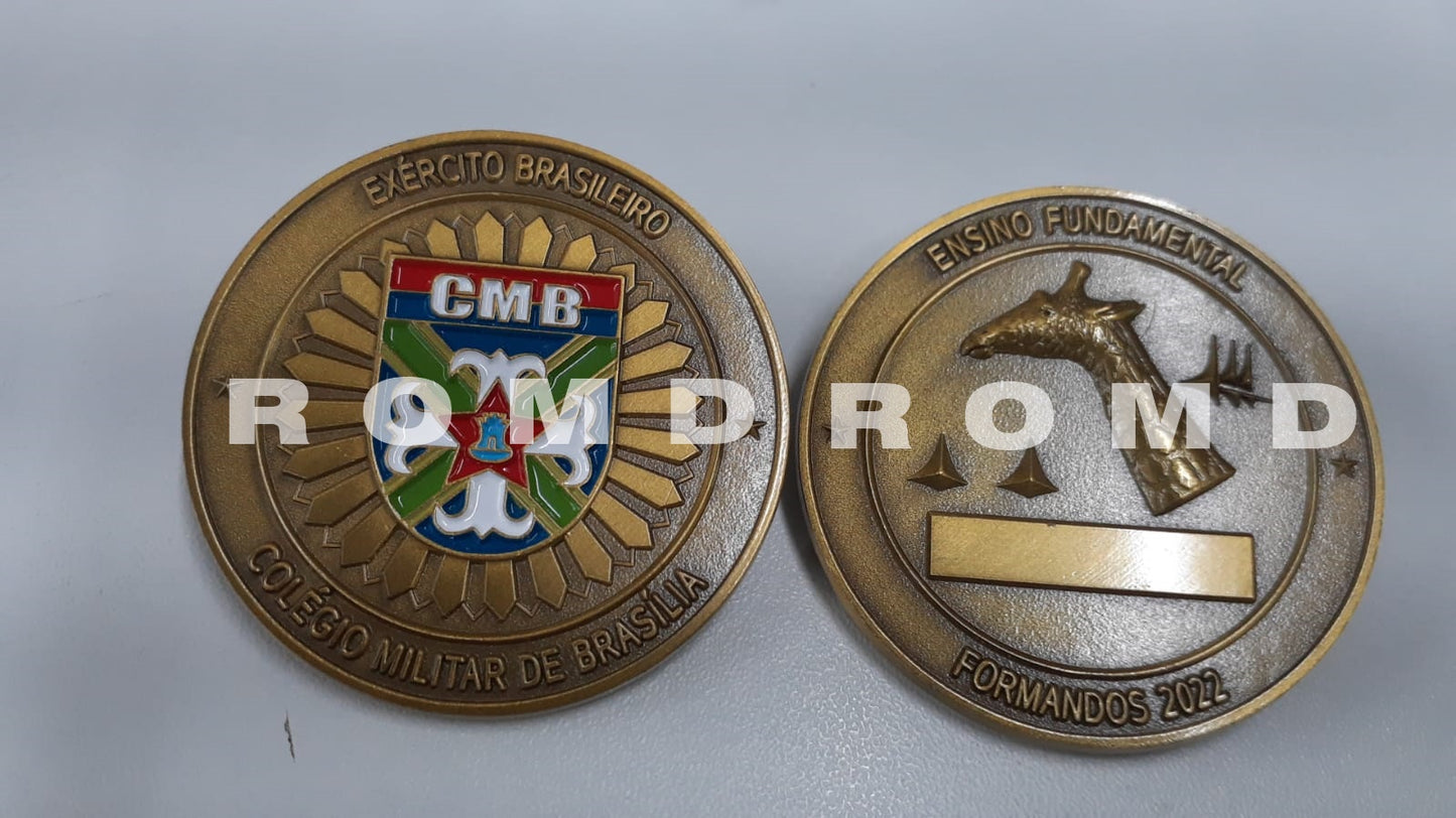 MOEDA ( COIN ) EM 3D ALTO-RELEVO: COLEGIO MILITAR DE BRASILIA ( CMB ) ENSINO FUNDAMENTAL 2022