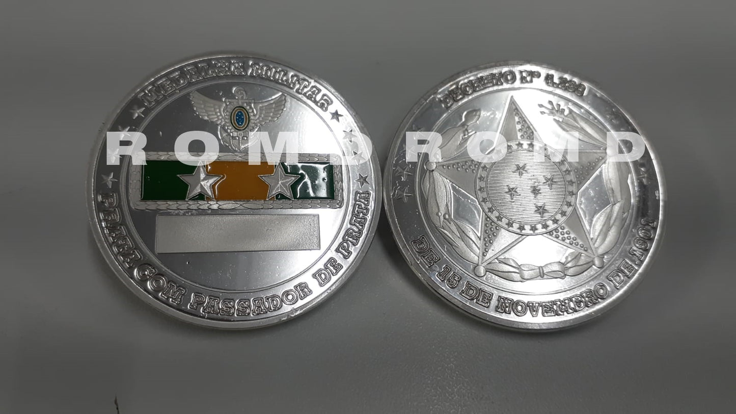 MOEDA ( COIN ) EM 3D ALTO-RELEVO: TEMPO DE SERVIÇO 20 ANOS PRATA