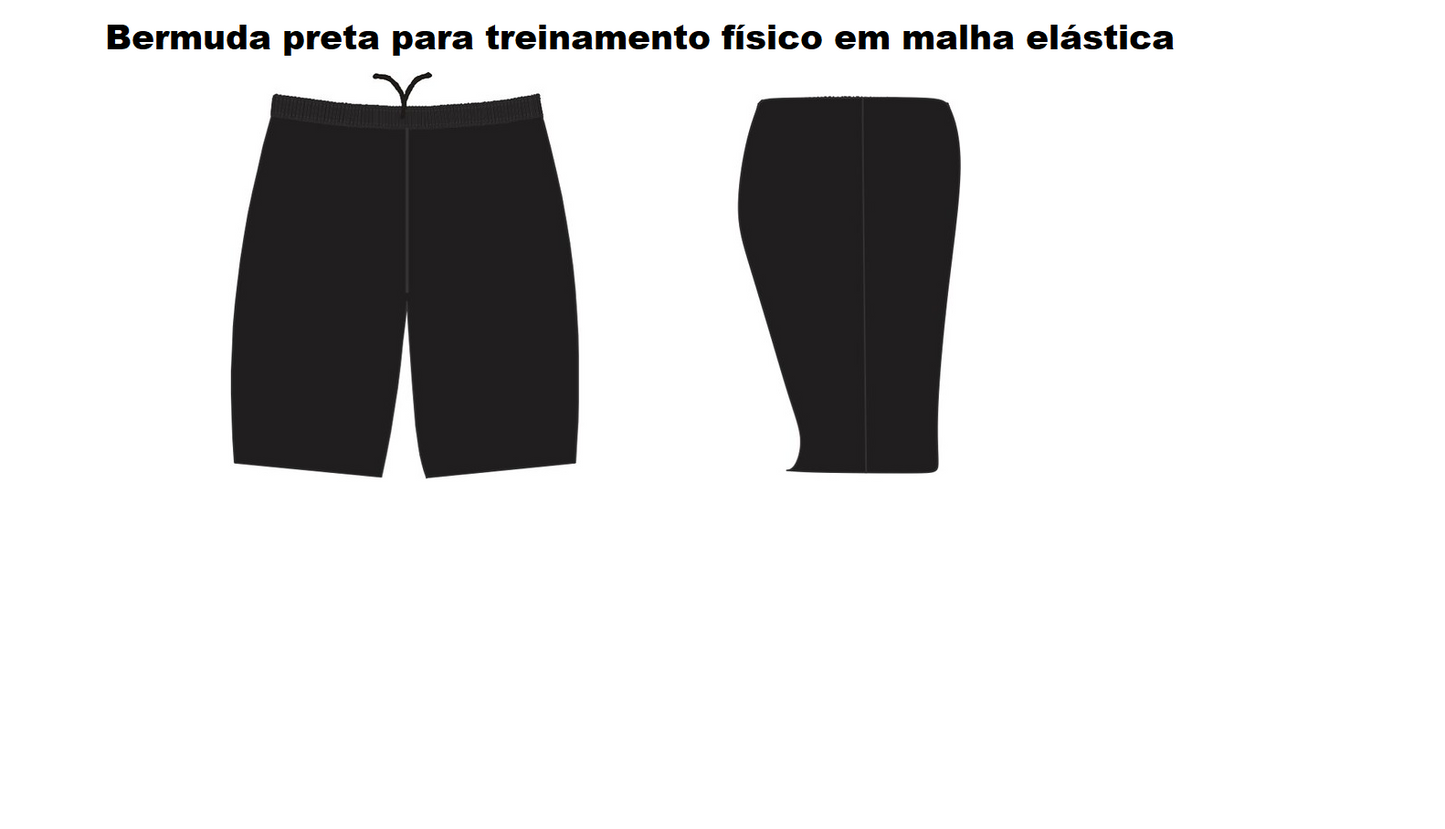Uniforme Treinamento Físico: Bermuda preta para treinamento físico em malha elástica