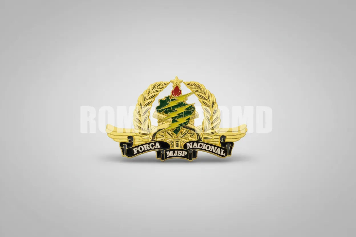 Distintivo brevê metalico Força Nacional DOURADO COM ESTRELA, ALTO RELEVO