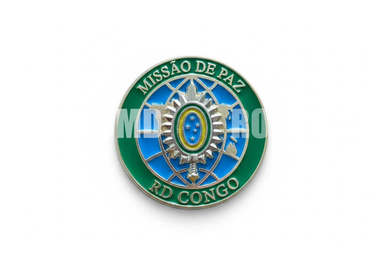 Distintivo Metálico MISSÃO DE PAZ EXÉRCITO - 3D ALTO-RELEVO fixação IMÃ