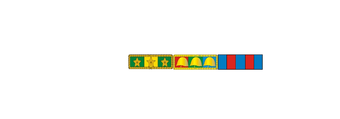 Placa com 3 barretas de medalha militar - fixacao por SUPER-IMÃ