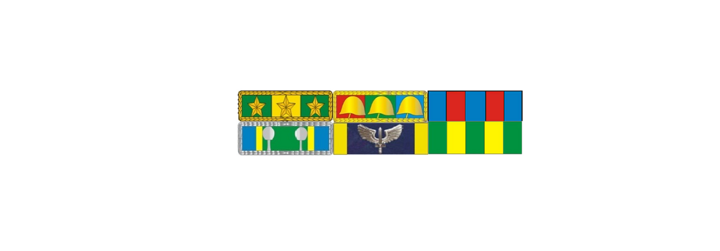 Placa com 6 barretas de medalha militar - fixacao por SUPER-IMÃ