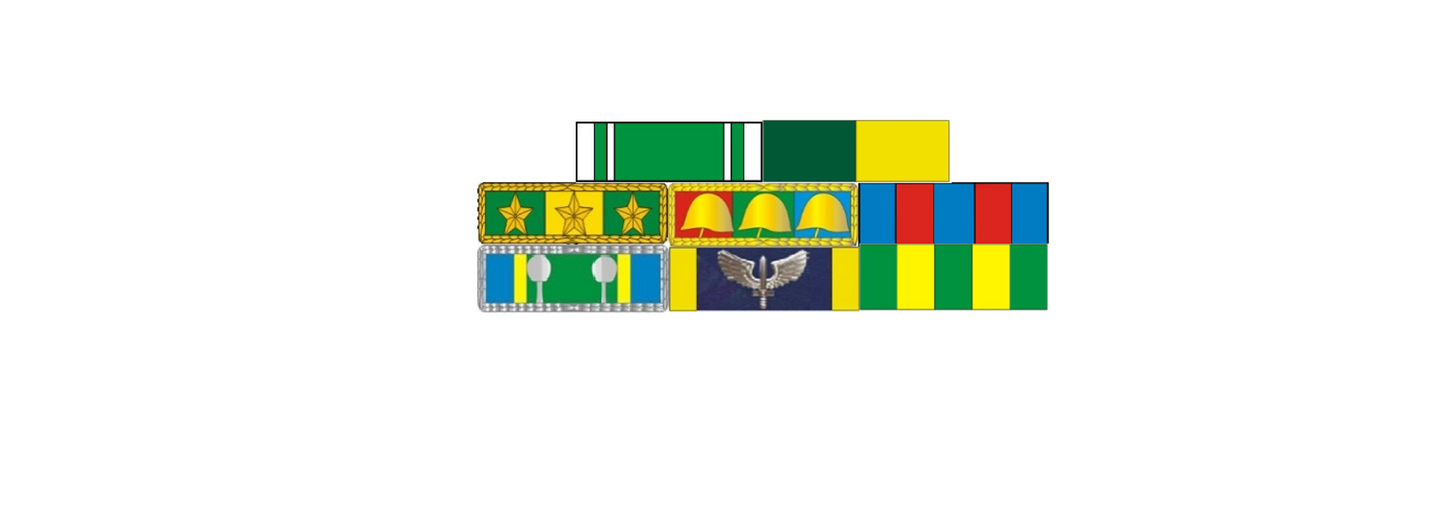 Placa com 6 barretas de medalhas militar de TRILHOS - fixacao por SUPER-IMÃ ou PINO