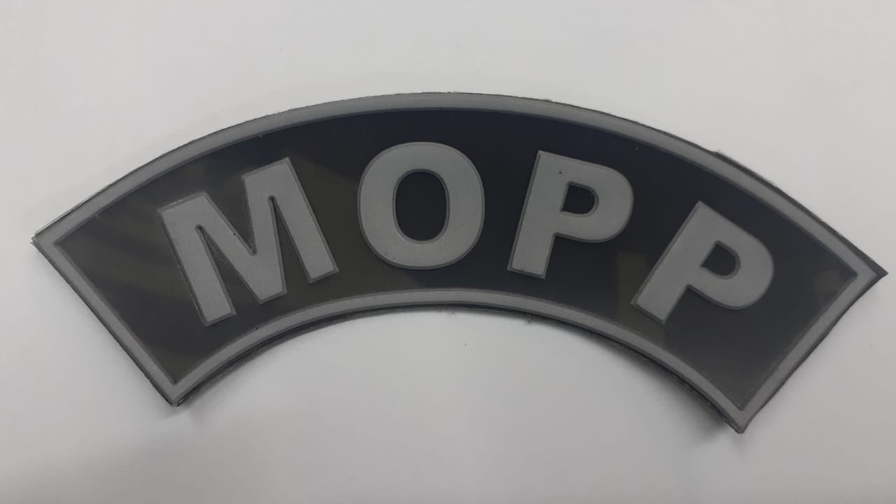 Distintivo emborrachado meia-lua MOPP Movimentação de Produtos Perigosos