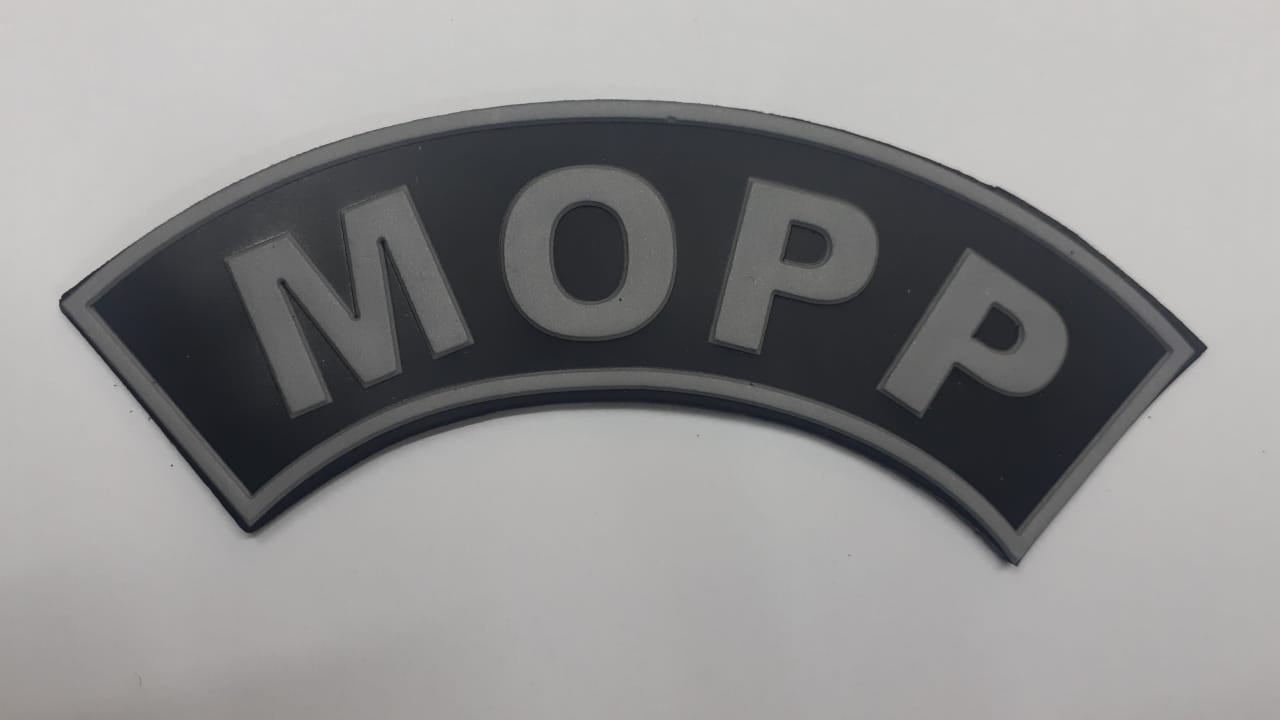 Distintivo emborrachado meia-lua MOPP Movimentação de Produtos Perigosos
