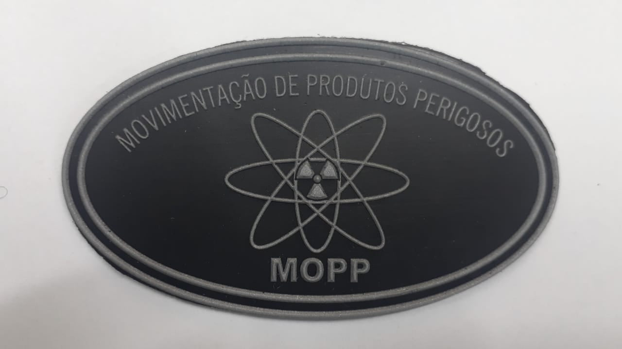 Distintivo emborrachado elipse MOPP Movimentação Produtos Perigosos