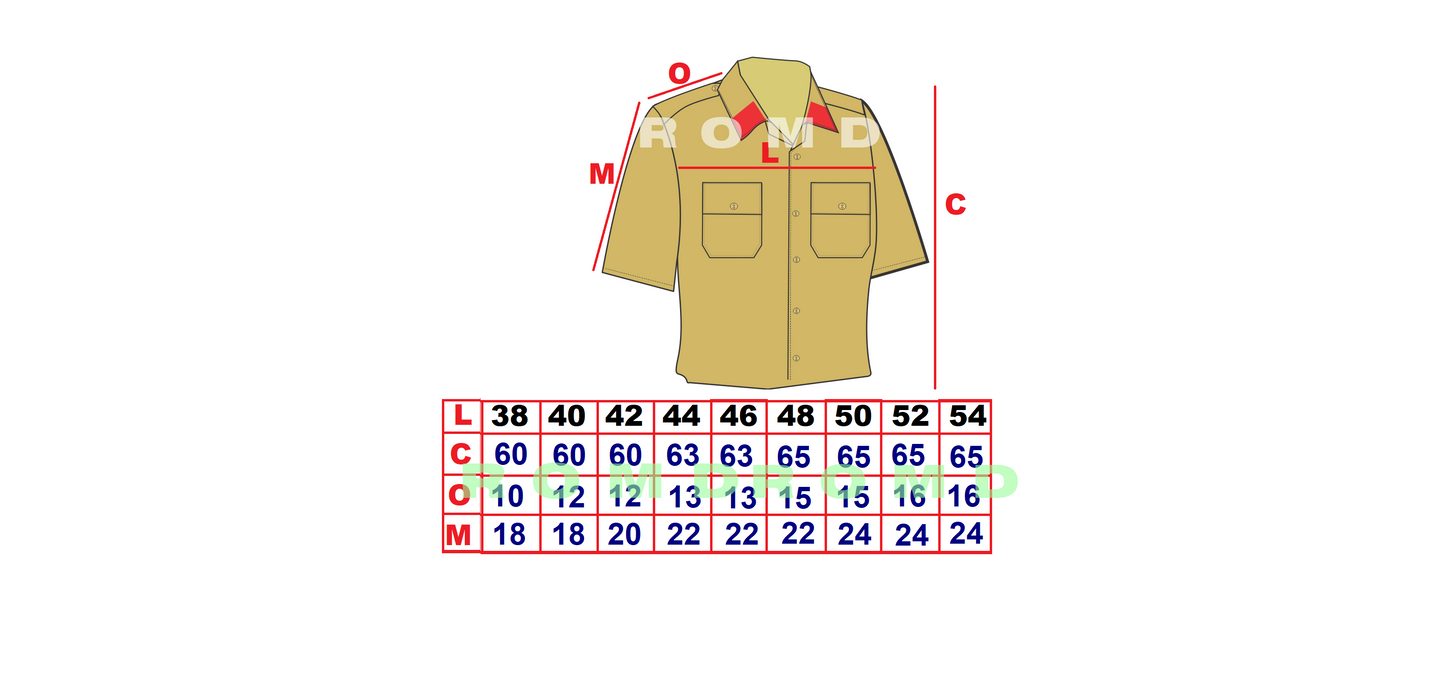 Uniforme Colégio Militar: CAMISA CÁQUI MEIA-MANGA masculina completa