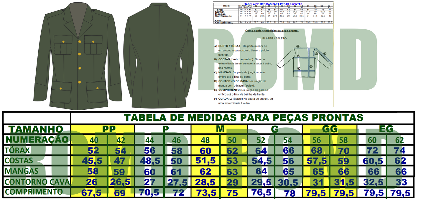 Túnica Masculina verde oliva Exército