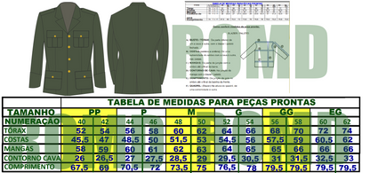 Túnica Masculina verde oliva Exército