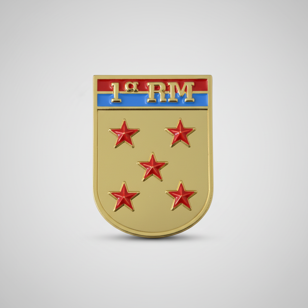 Distintivo metálico de Organização Militar 1ª REGIÃO MILITAR - 3D ALTO-RELEVO (un) MODELO NOVO