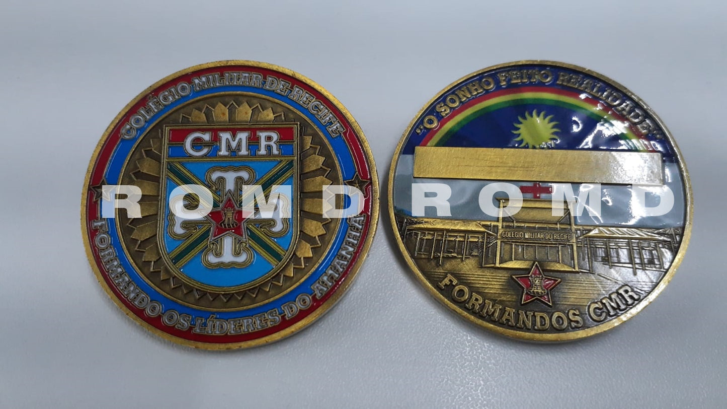 MOEDA ( COIN ) EM 3D ALTO-RELEVO: COLEGIO MILITAR RECIFE ( CMR ) FORMANDOS