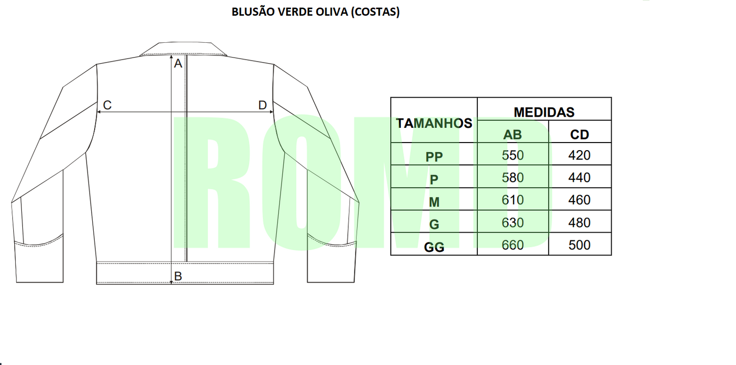 Blusão verde-oliva Masculino Exército