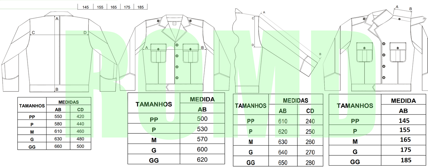 Blusão verde-oliva Masculino Exército