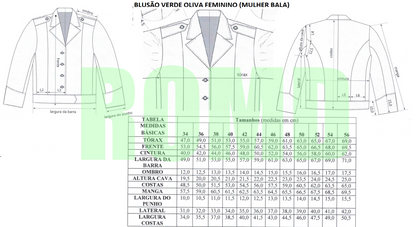 Blusão verde-oliva Feminino Exército