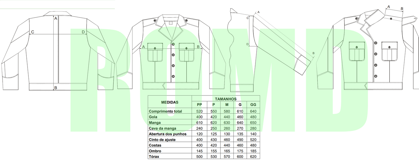 Blusão verde-oliva Masculino Exército