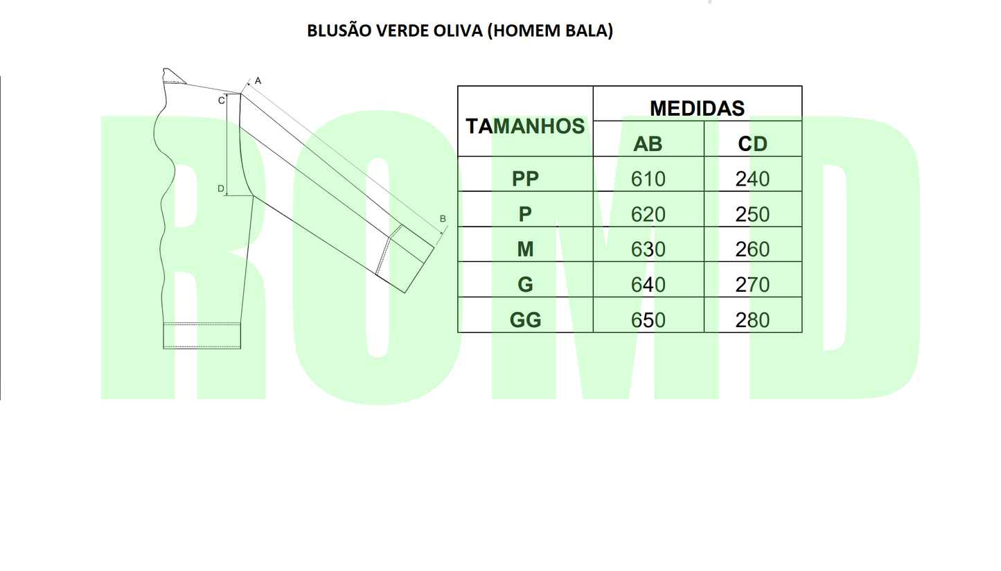 Blusão verde-oliva Masculino Exército