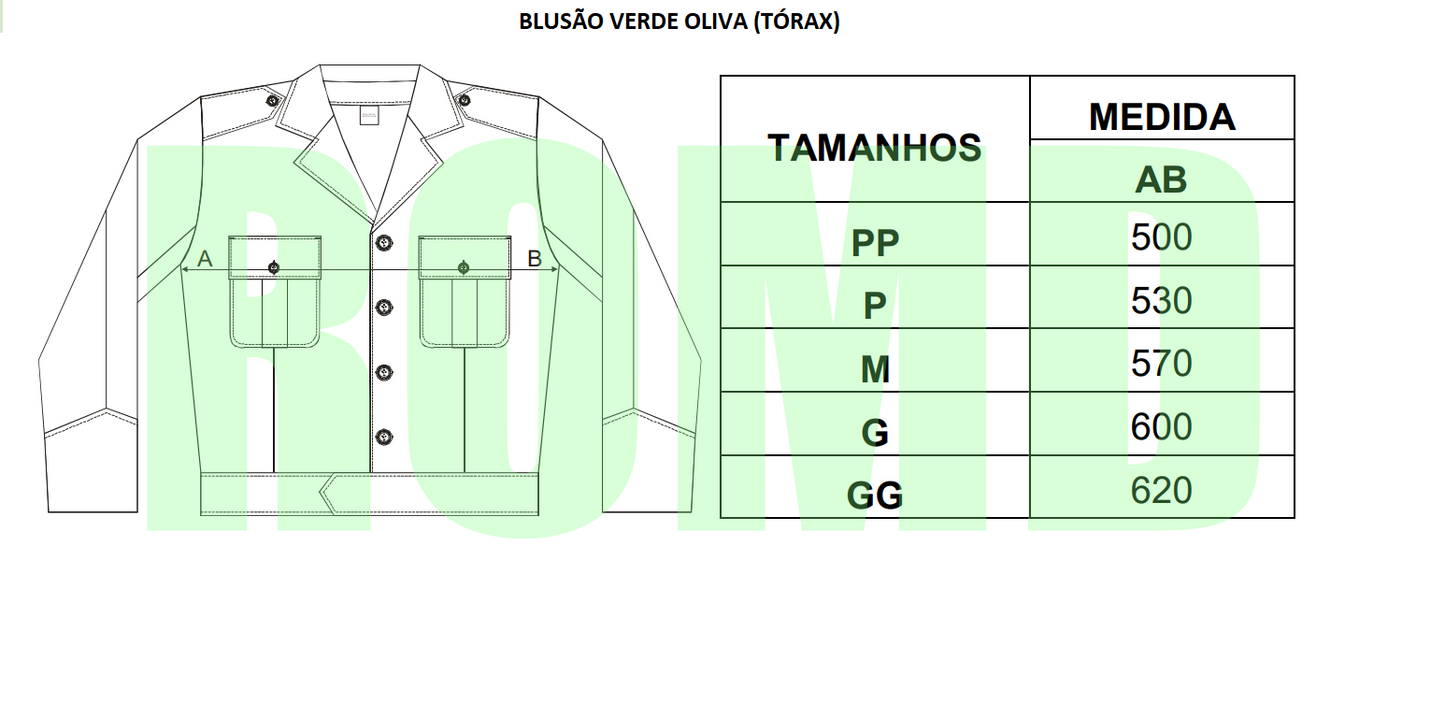 Blusão verde-oliva Masculino Exército