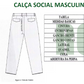 Uniforme Exército: Calça preta de rancho (unissex) medidas masculinas