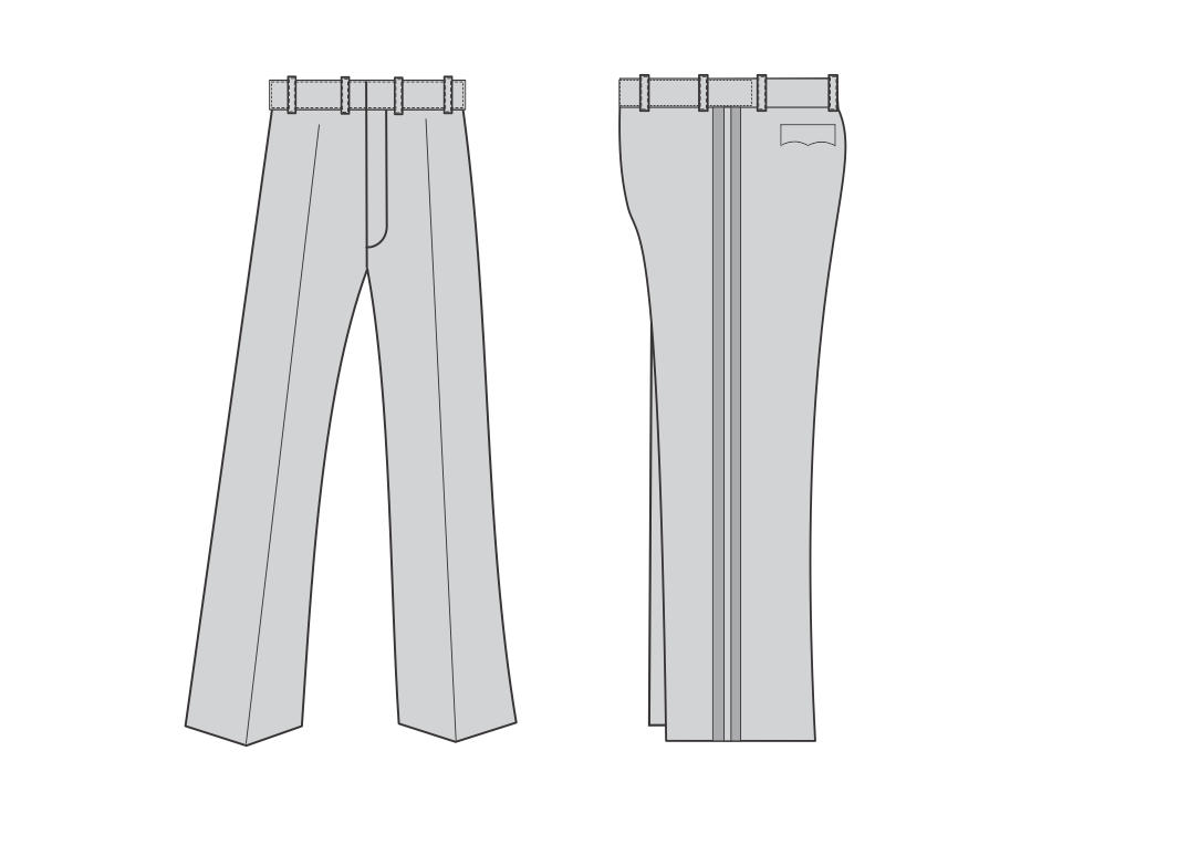 Uniforme Exército: Calça cinza-claro (unissex) para túnica medidas masculinas