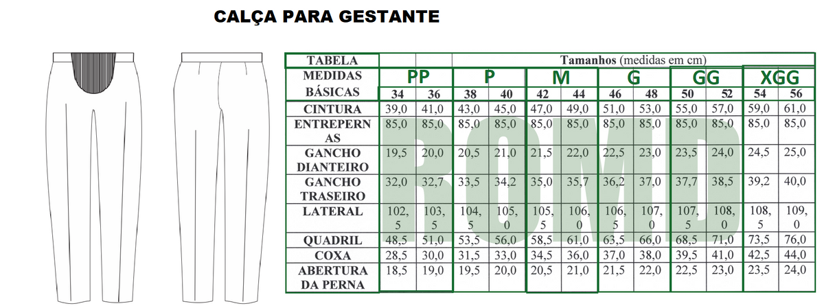 Uniforme Exército: Calça branca para gestante