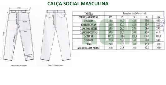 Uniforme Exército: Calça cinza-claro (unissex) para túnica medidas masculinas