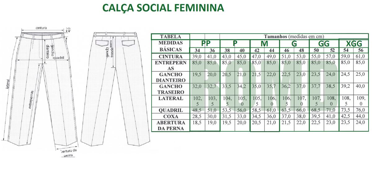 Calça feminina verde-oliva Exército MODELO NOVO (com bolsos) unissex