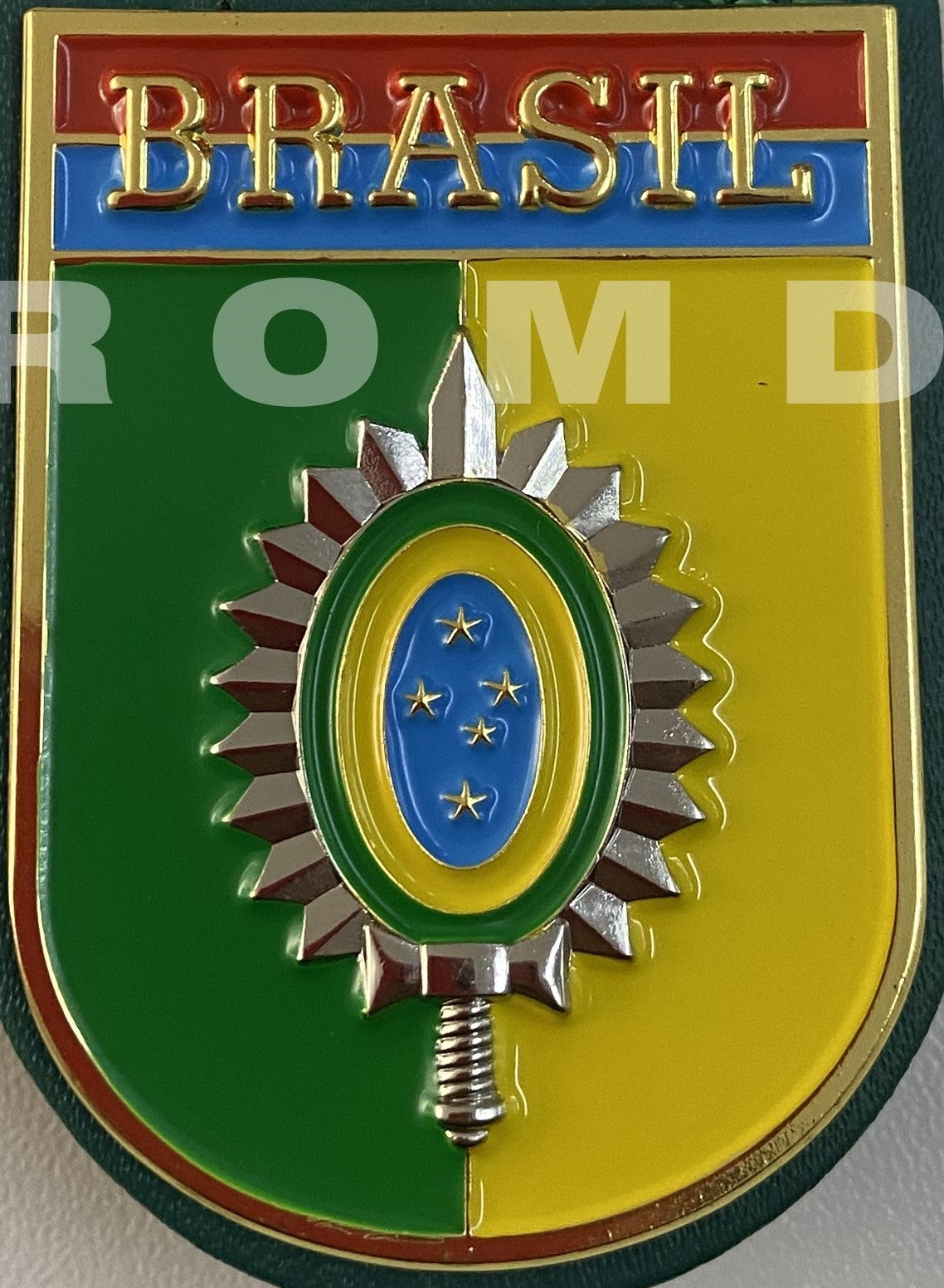 Distintivo metálico de Organização Militar BRASIL MISSÃO NO EXTERIOR - 3D ALTO-RELEVO (un) MODELO NOVO
