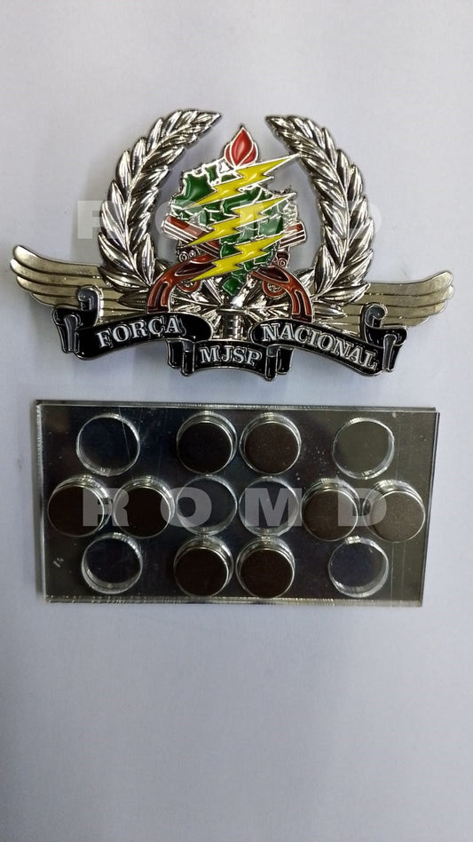 Distintivo brevê metalico Força Nacional Praça MJSP COM SUPER IMÃ