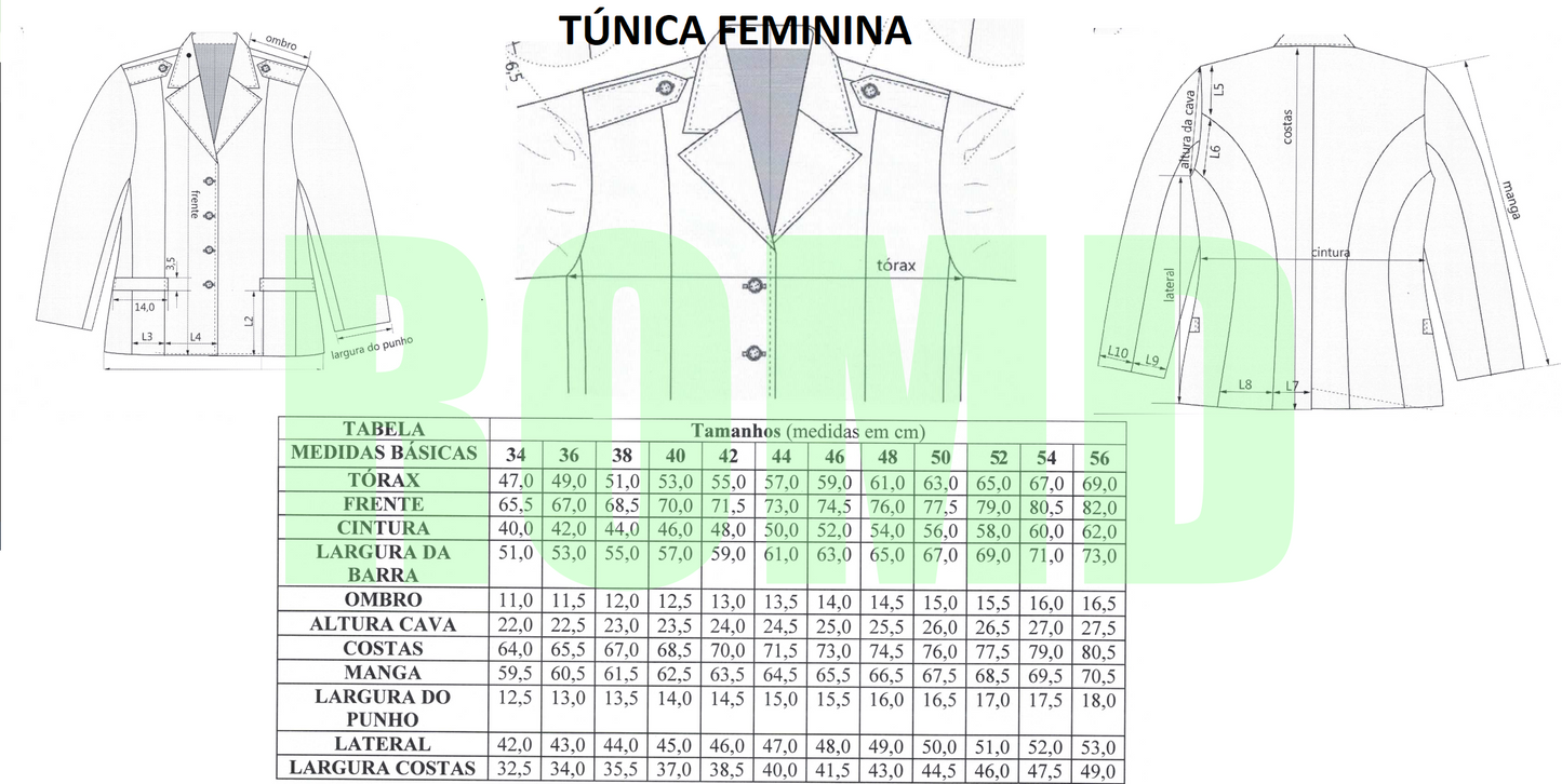 Túnica Feminina branca Exército