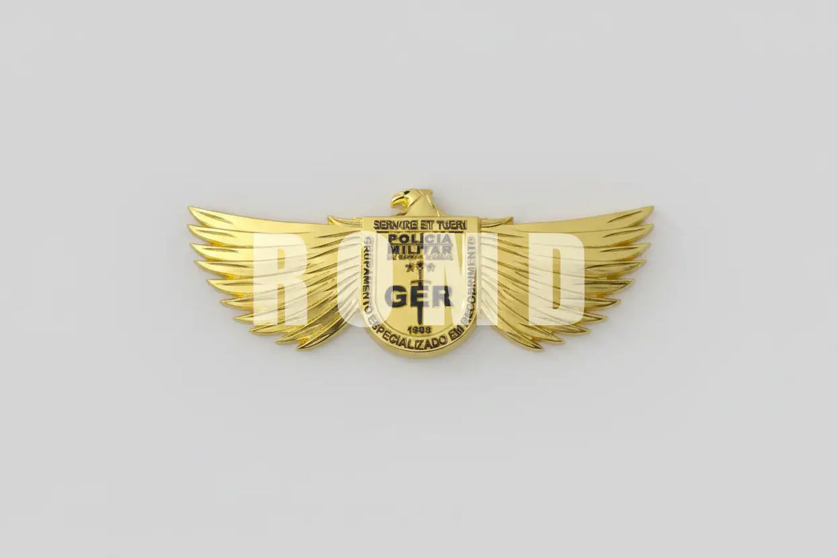Distintivo Metálico Grupamento Especialziado em Recrutamento PMMG alto-relevo 3D