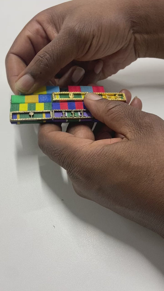 Placa com 10 barretas de medalha militar de TRILHO - fixacao por SUPER-IMÃ ou PINO