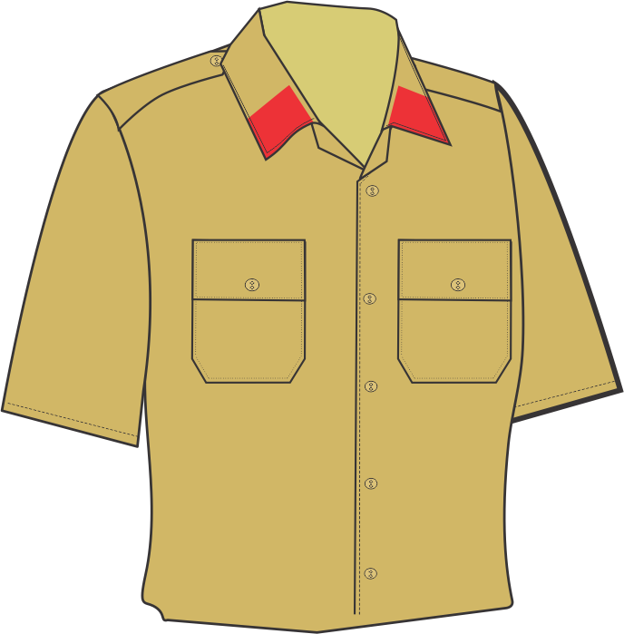 Uniforme Colégio Militar: CAMISA CÁQUI MEIA-MANGA masculina completa